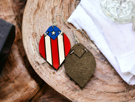 Hand-Painted Puerto Rican Flag Earrings