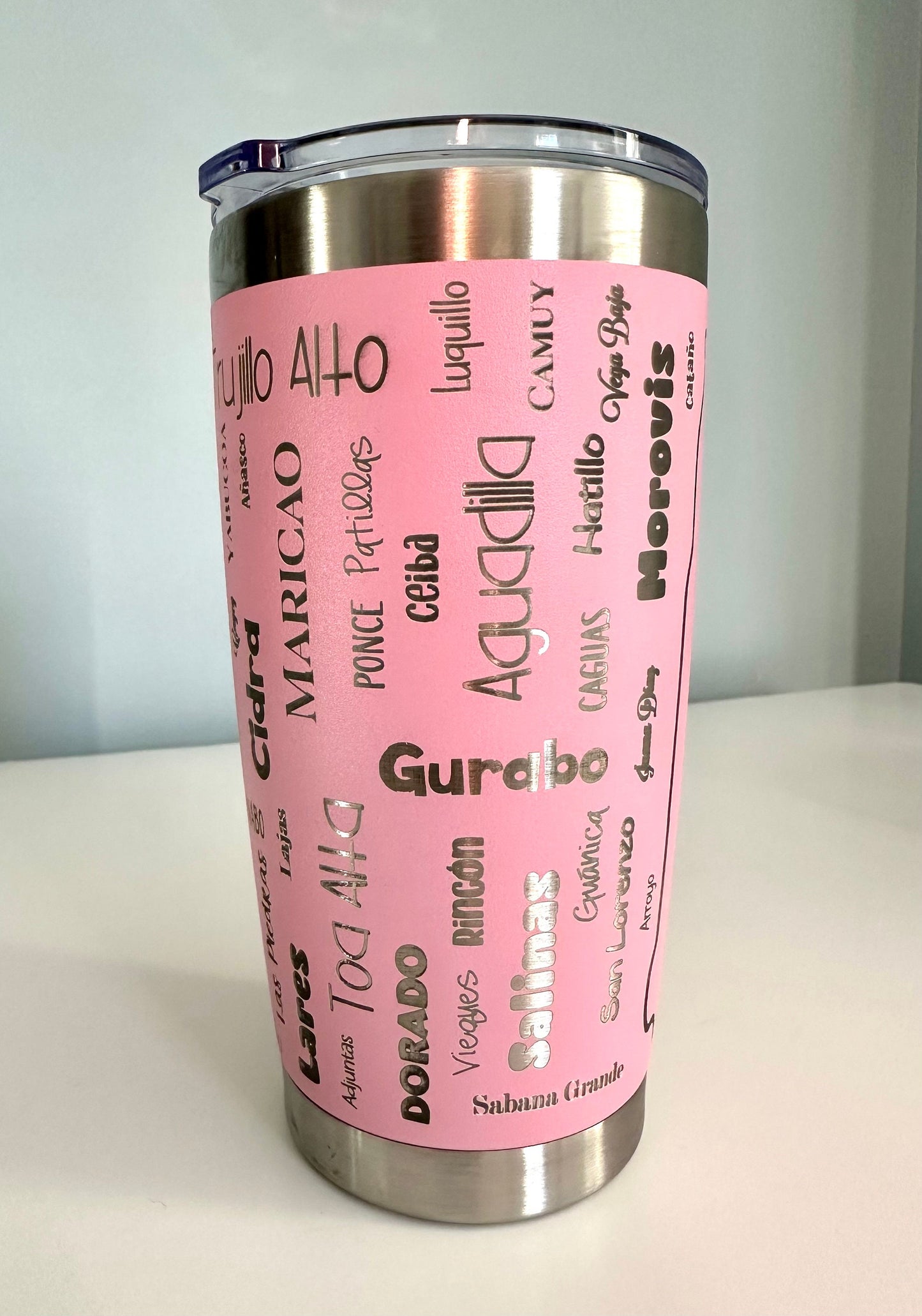 Puerto Rico Coqui Tumbler: 78 Municipalities, Stainless Steel 20 oz