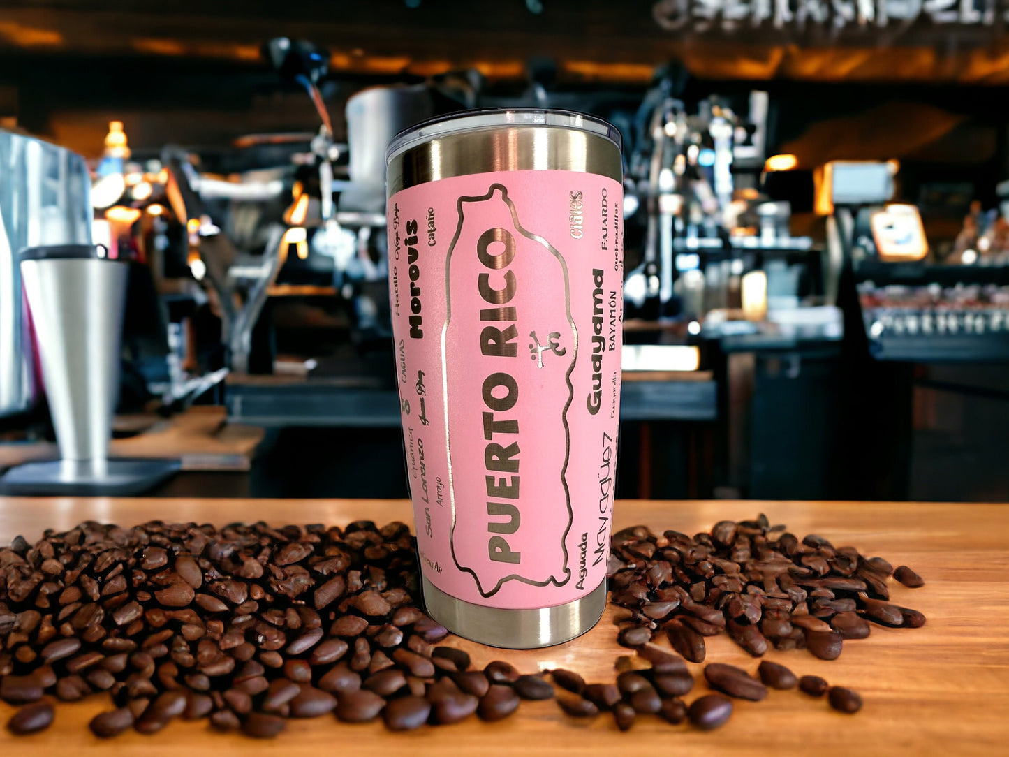 Puerto Rico Coqui Tumbler: 78 Municipalities, Stainless Steel 20 oz