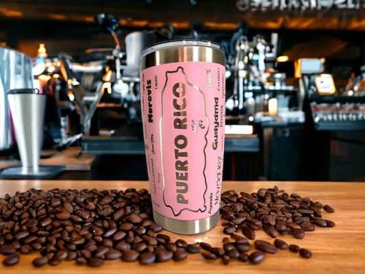 Puerto Rico Coqui Tumbler: 78 Municipalities, Stainless Steel 20 oz