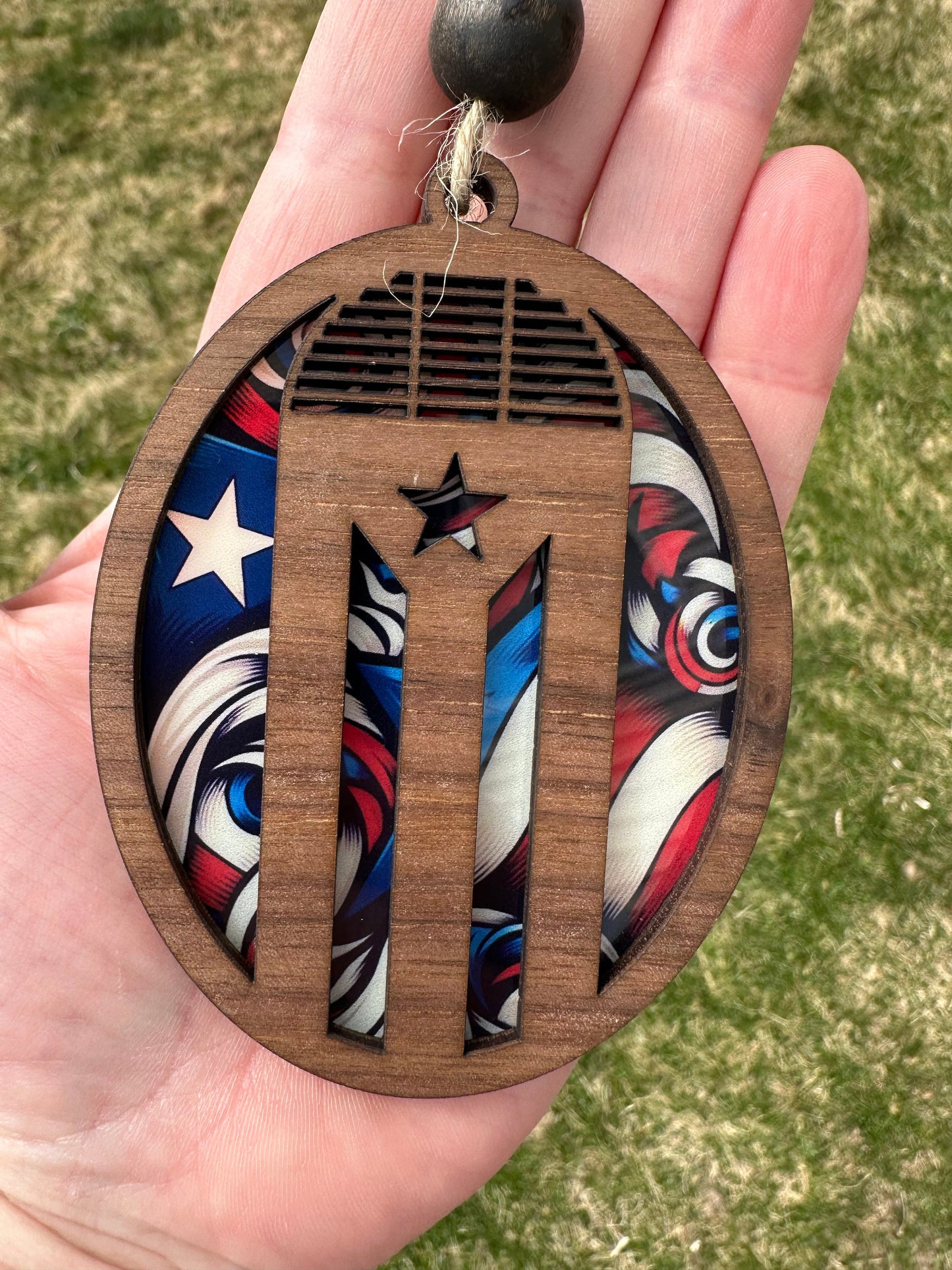 Puerto Rico Car Charm: Old San Juan Albizu Door Suncatcher, stained glass look Boricua ornament Gift