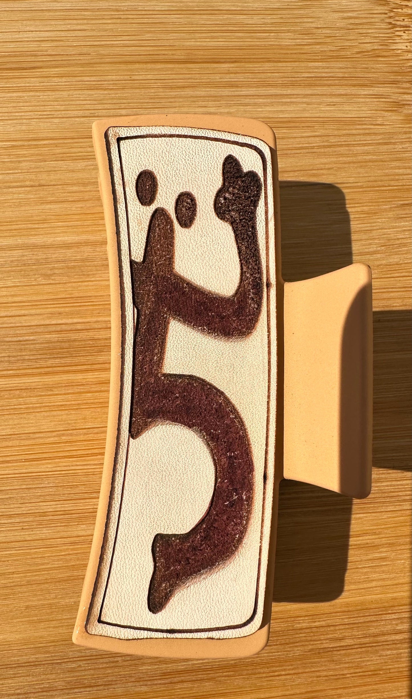 Taino Coqui Sol Leather Hair Clip: Puerto Rican Art Accessory