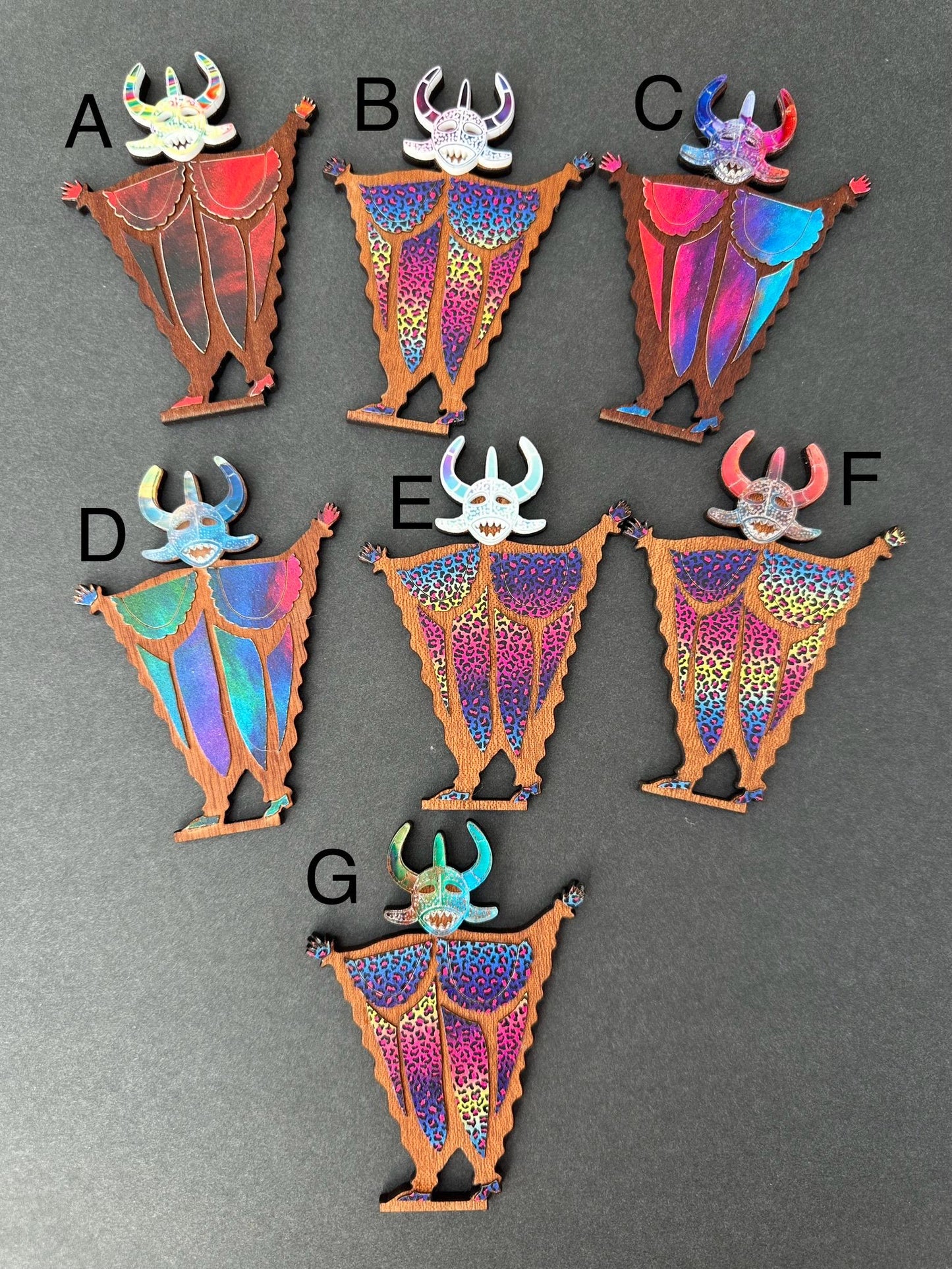 Tiny Vejigante Figurine: Colorful Puerto Rican Carnival wood Statue, shelf sitter, desk art