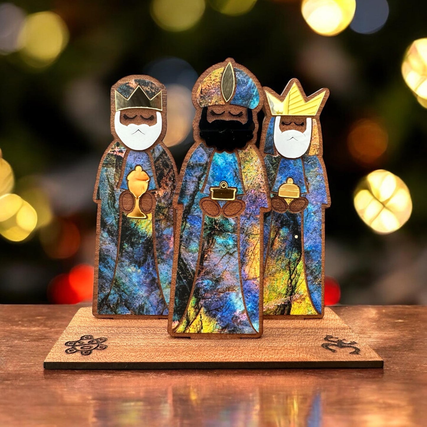 Handmade Tres Reyes Magos Wood figurines: Puerto Rican Christmas Decor, shelf sitter