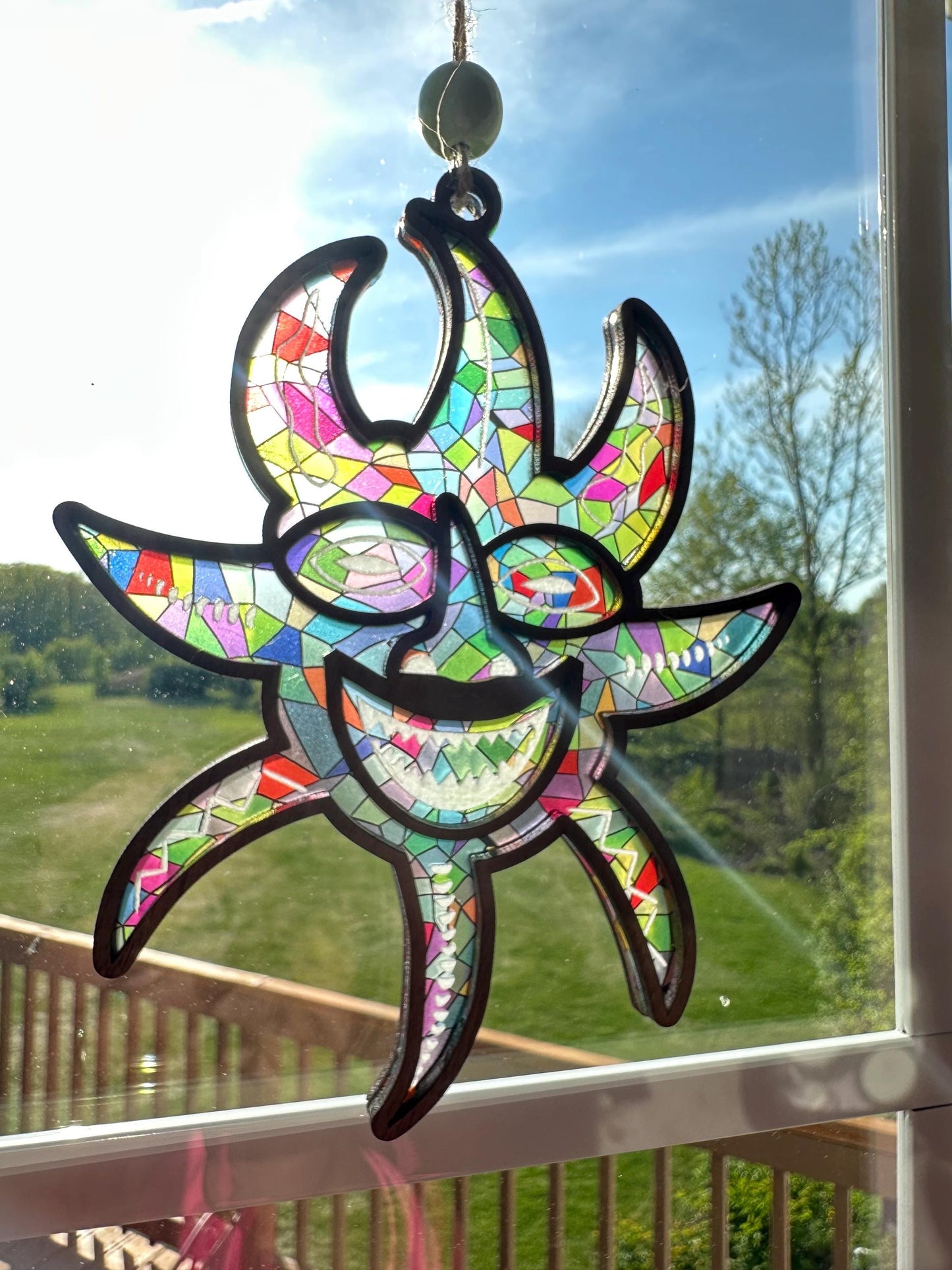 Vejigante Mask Suncatcher: Puerto Rican Ornament, Colorful Acrylic Window art