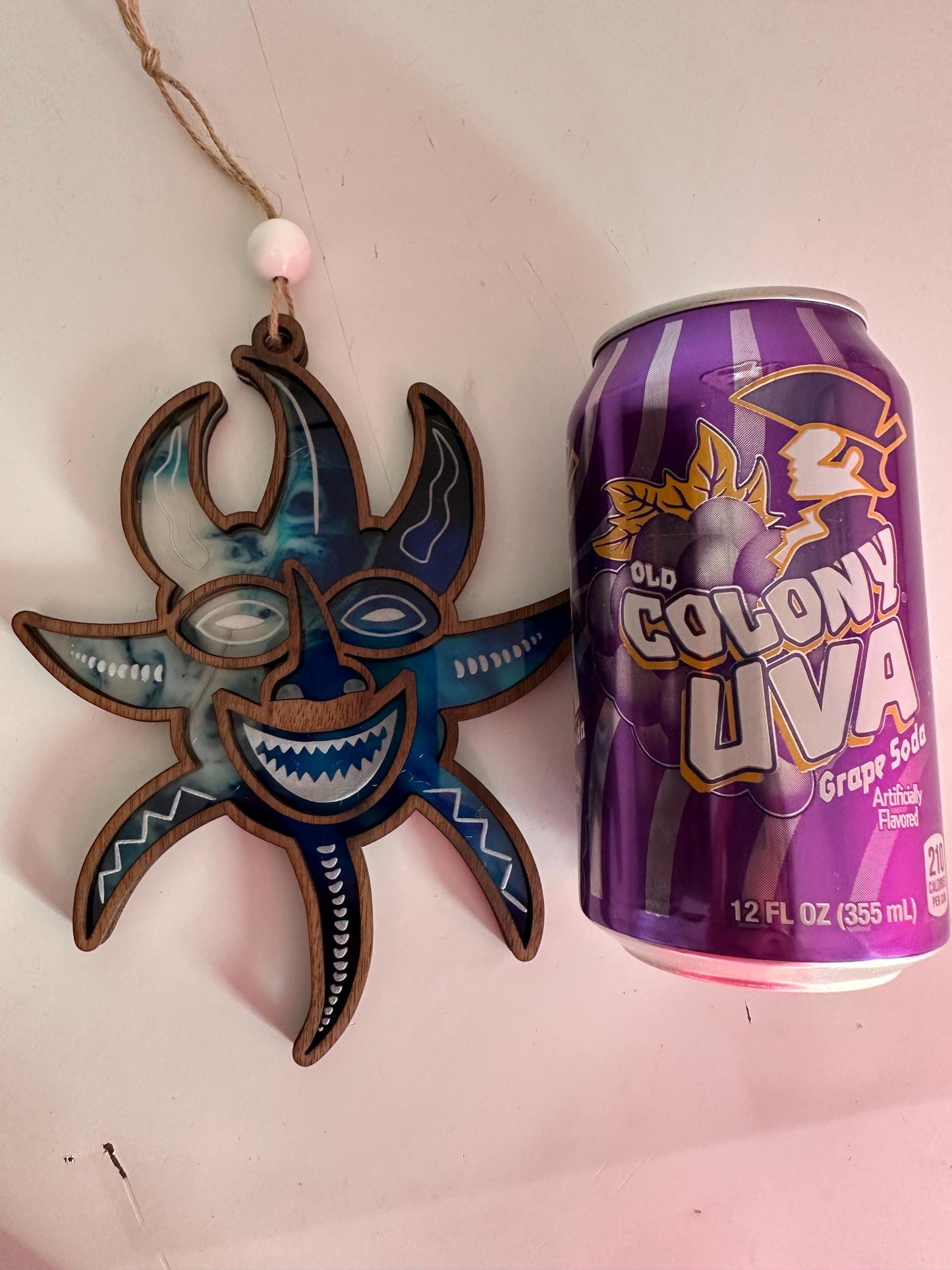 Vejigante Mask Suncatcher: Puerto Rican Ornament, Colorful Acrylic Window art