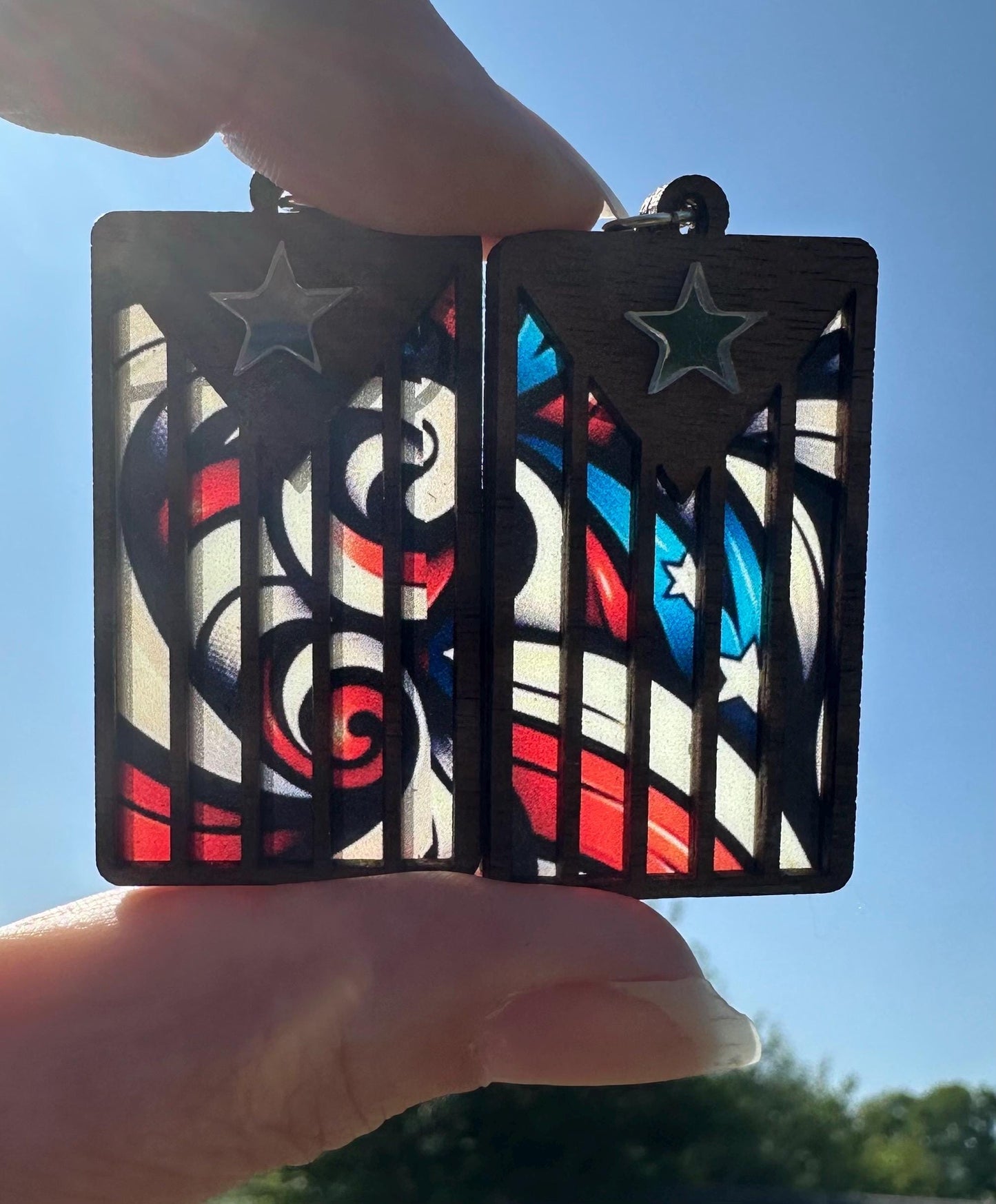 Puerto Rico Flag Earrings: Stained Glass Style Boricua Jewelry