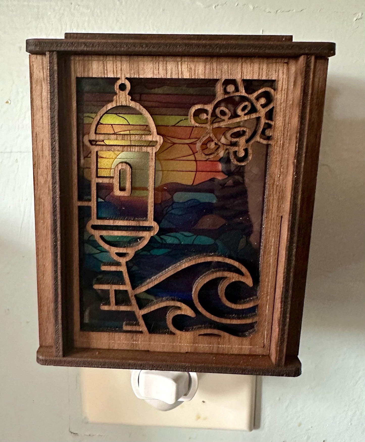 Puerto Rico Garita Night Light: Taino Sol, El Morro, Stained Glass Look