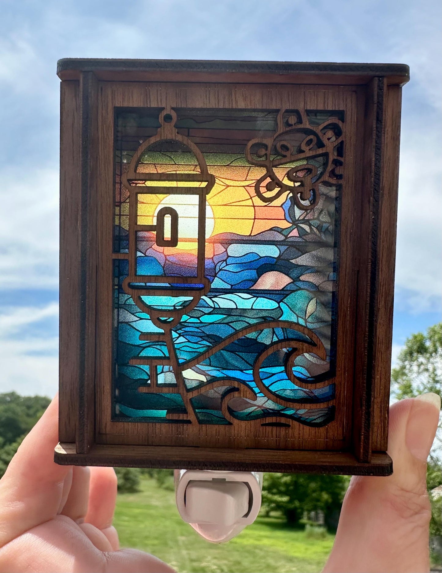 Puerto Rico Garita Night Light: Taino Sol, El Morro, Stained Glass Look