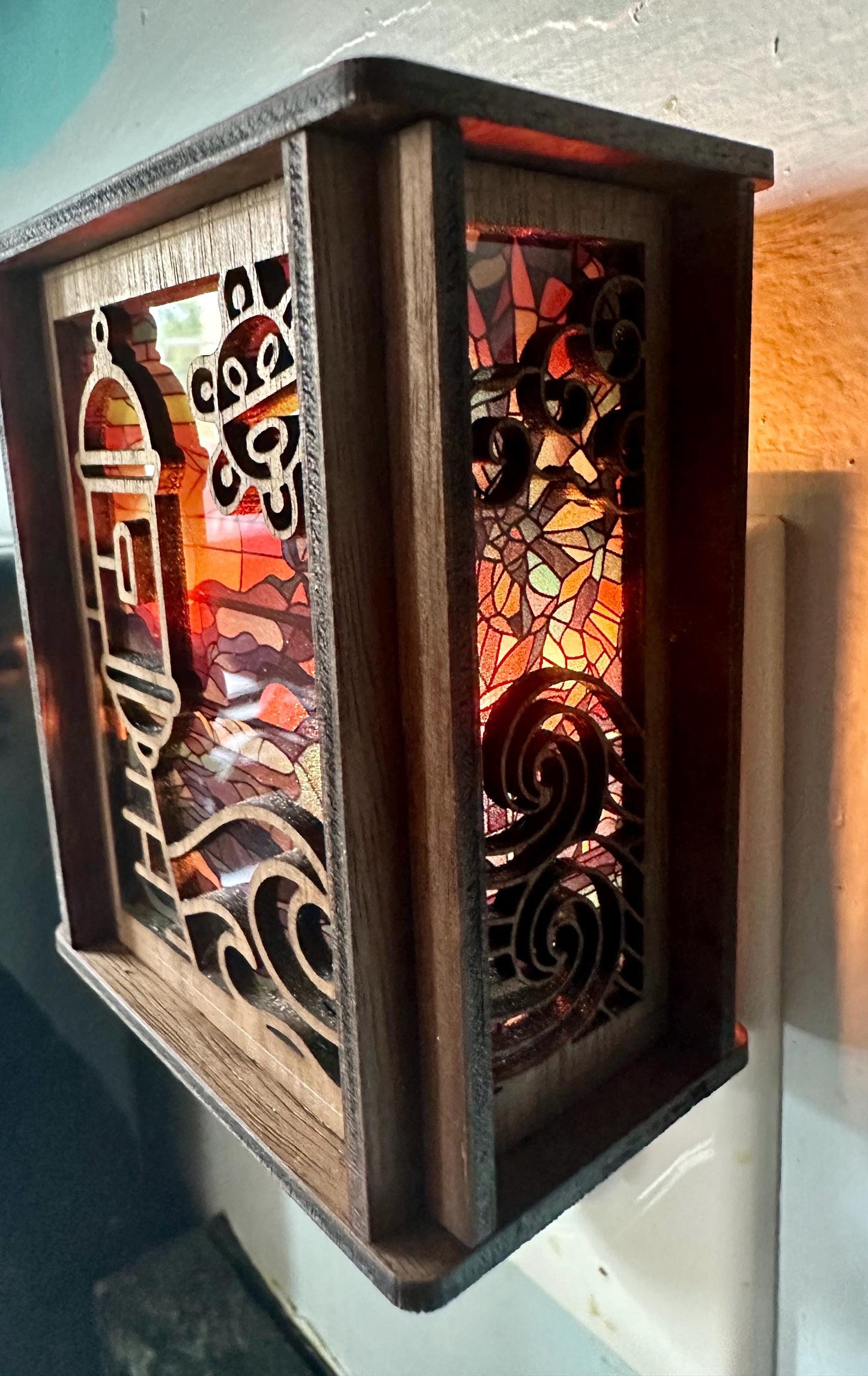 Puerto Rico Garita Night Light: Taino Sol, El Morro, Stained Glass Look