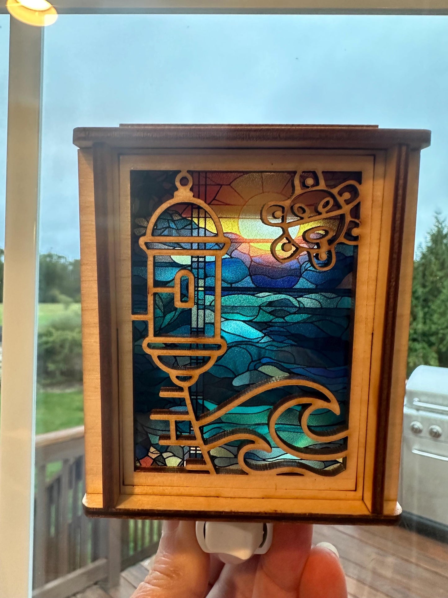 Puerto Rico Garita Night Light: Taino Sol, El Morro, Stained Glass Look