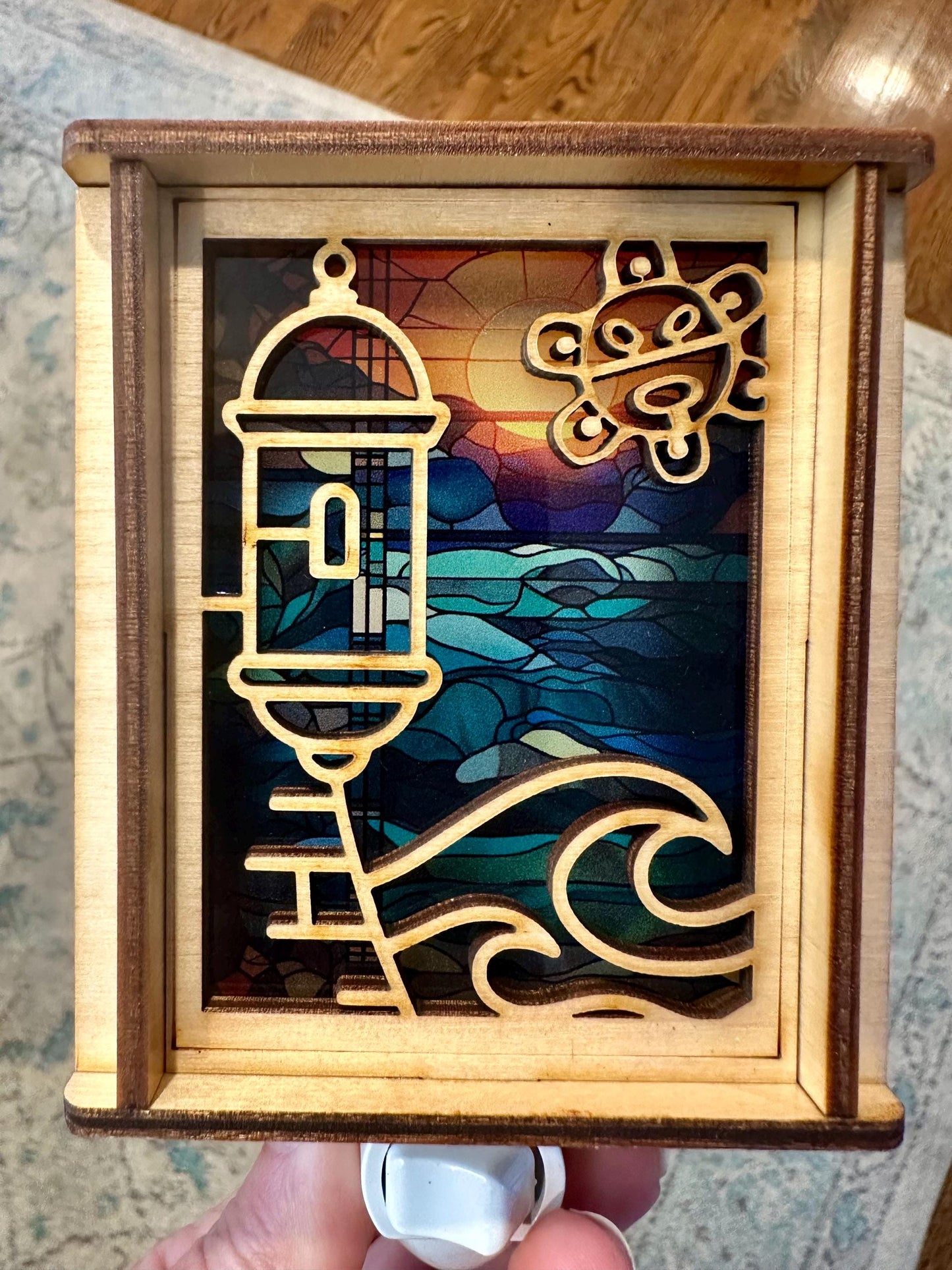 Puerto Rico Garita Night Light: Taino Sol, El Morro, Stained Glass Look
