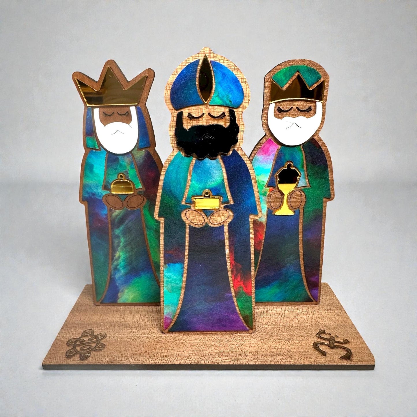 Handmade Tres Reyes Magos Wood figurines: Puerto Rican Christmas Decor, shelf sitter