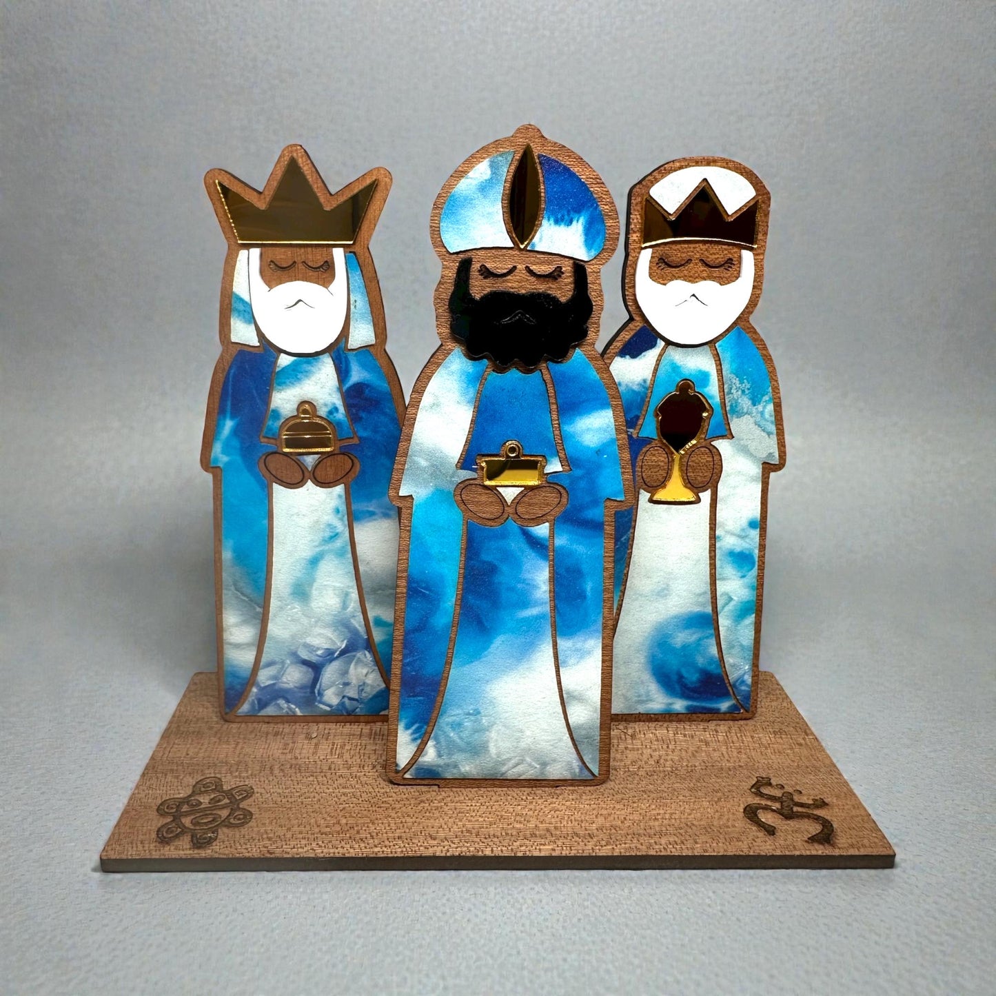 Handmade Tres Reyes Magos Wood figurines: Puerto Rican Christmas Decor, shelf sitter
