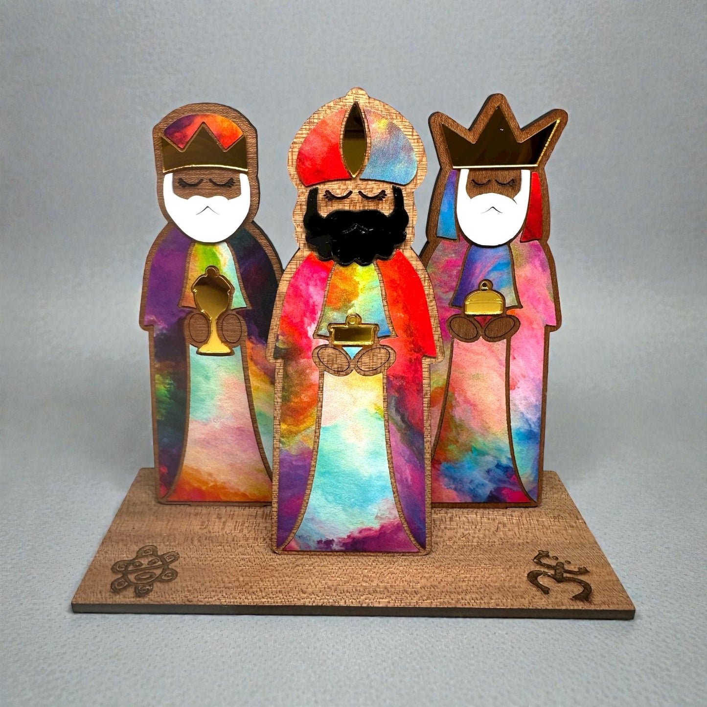 Handmade Tres Reyes Magos Wood figurines: Puerto Rican Christmas Decor, shelf sitter
