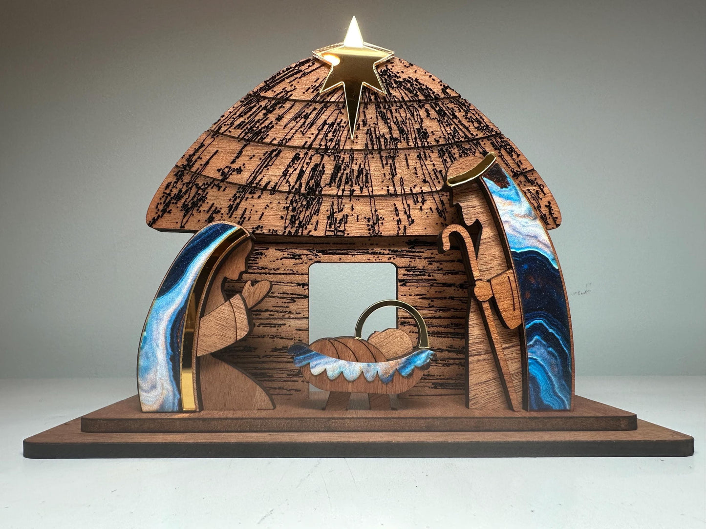 Handmade Wooden Nativity Set: Taino Bohío Crèche, Puerto Rico Art