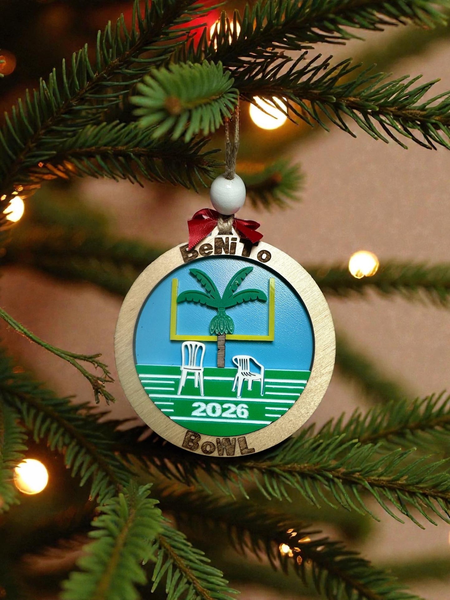 Benito bowl Wood acrylic ornament car charm: big football game souvenir, Perreo, Puerto Rico decor