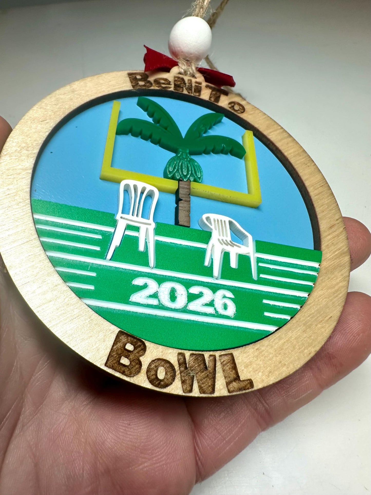 Benito bowl Wood acrylic ornament car charm: big football game souvenir, Perreo, Puerto Rico decor