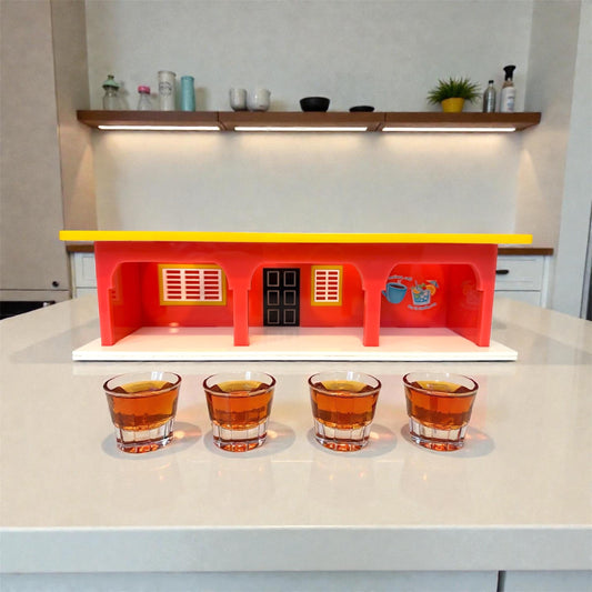 La Casita de La Residencia Benito, unique acrylic shot glass flight stand