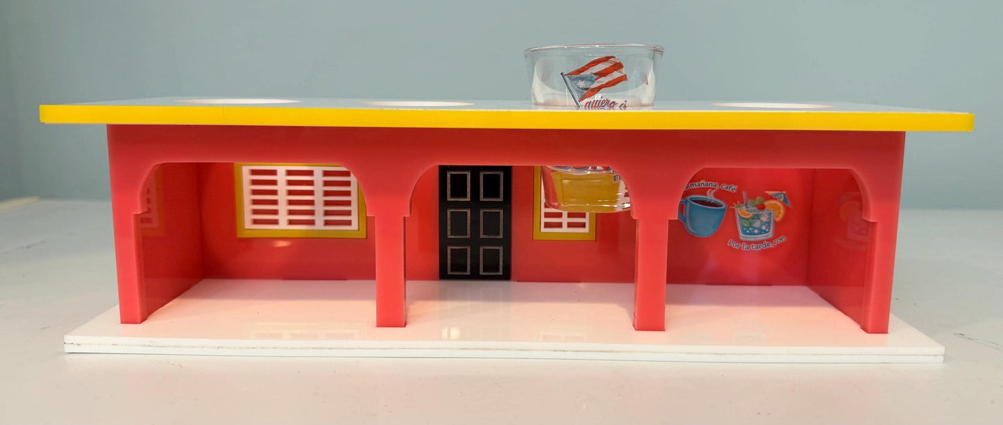 La Casita de La Residencia Benito, unique acrylic shot glass flight stand