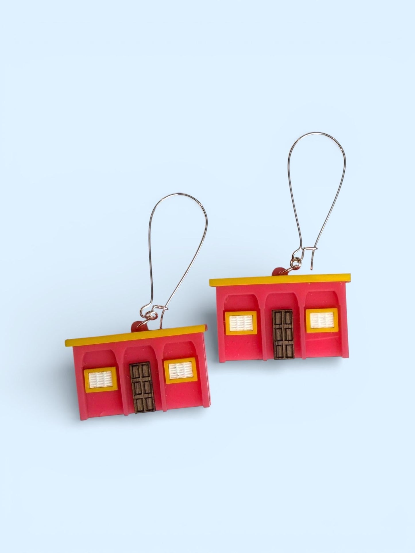 La Casita de Benito pink acrylic dangle earrings