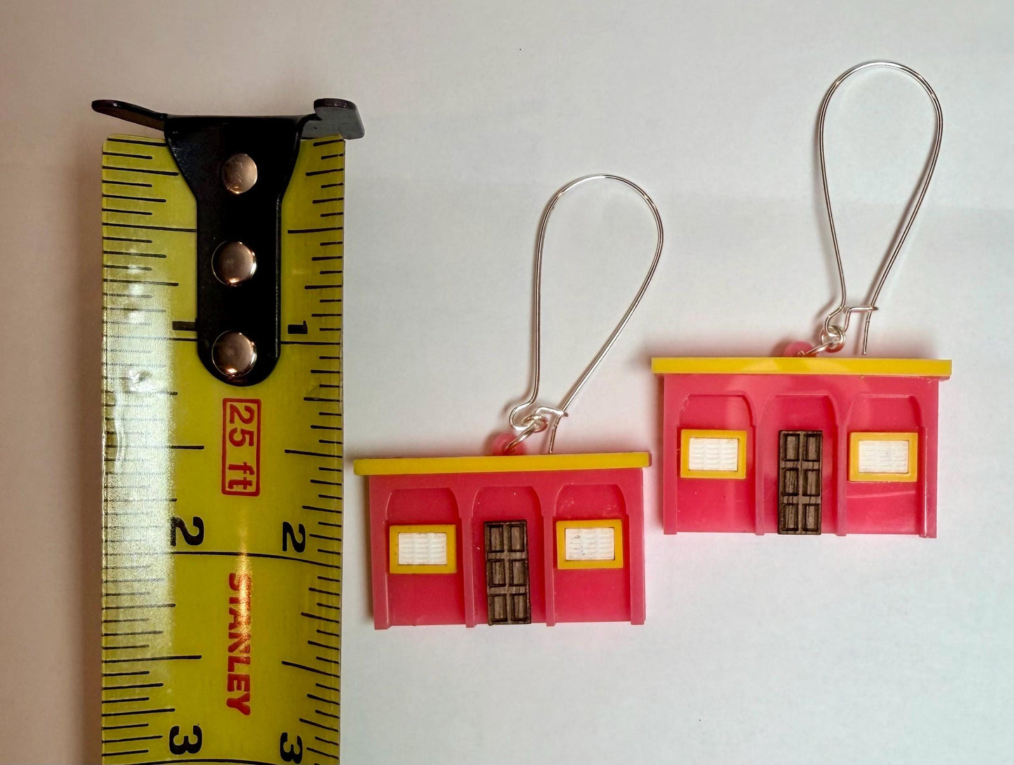 La Casita de Benito pink acrylic dangle earrings