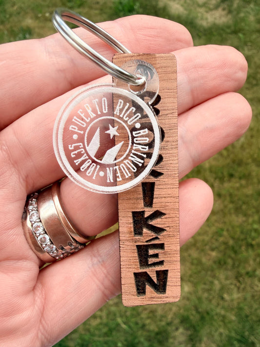 Puerto Rico Boriken wood keychain