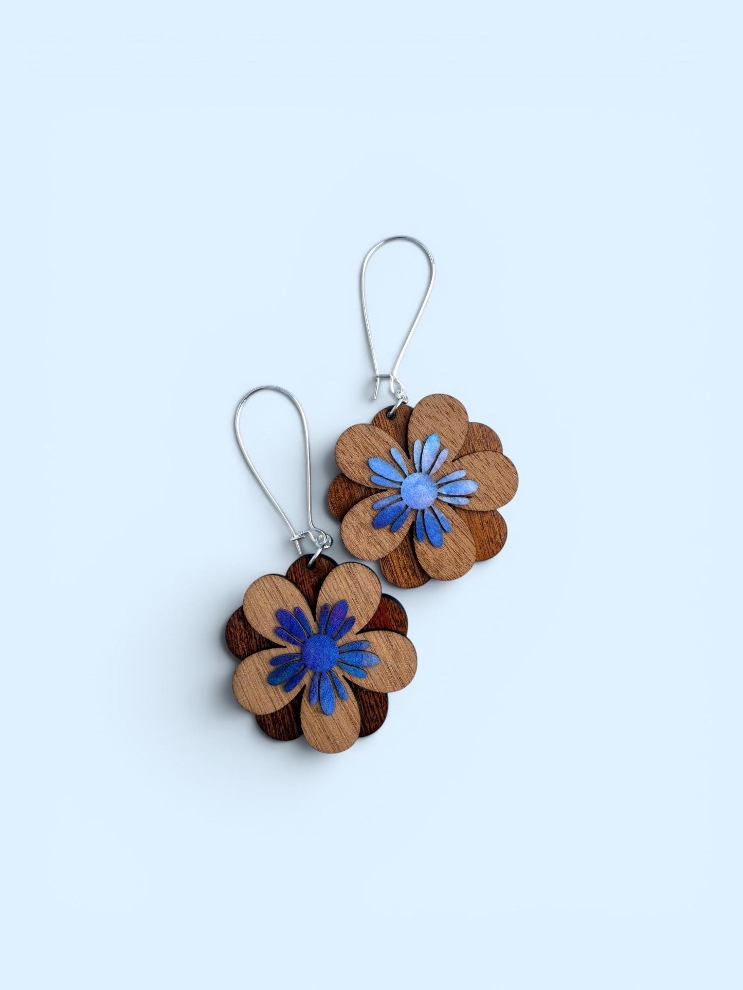 Boho Tropical Floral Statement Earrings  One-of-a-Kind Handmade layered Design