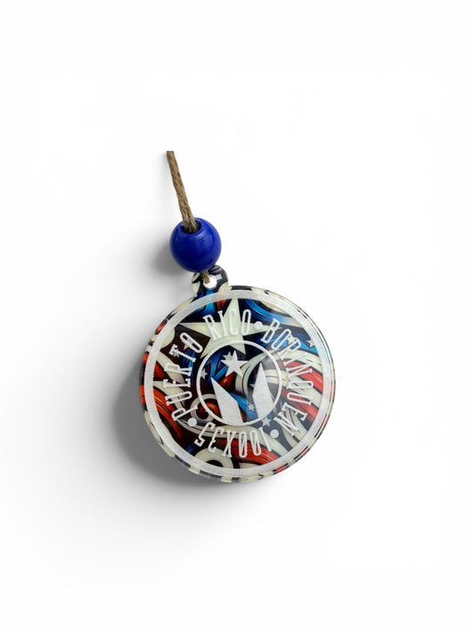 Puerto Rico Borinquén 100x35 acrylic car charm, small Puerto Rican flag suncatcher