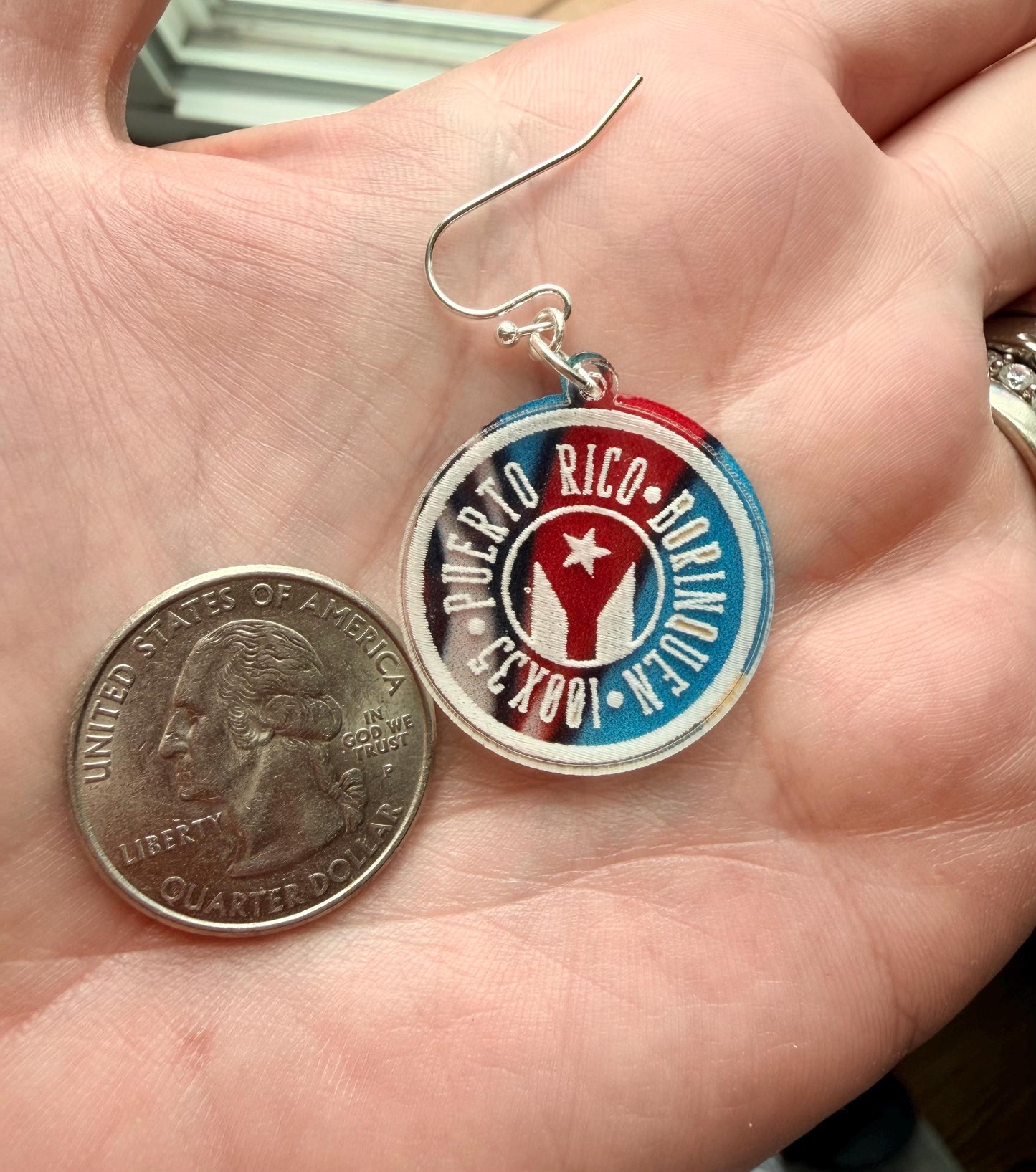 Puerto Rico Borinquén Earrings, Handmade Puerto Rican Flag Jewelry, Lightweight Boricua Acrylic Dangles, gift for her