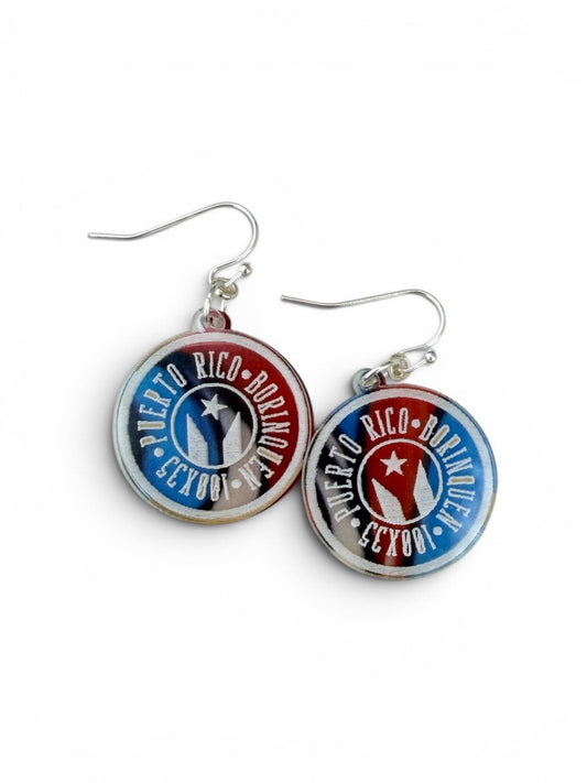 Puerto Rico Borinquén Earrings, Handmade Puerto Rican Flag Jewelry, Lightweight Boricua Acrylic Dangles, gift for her