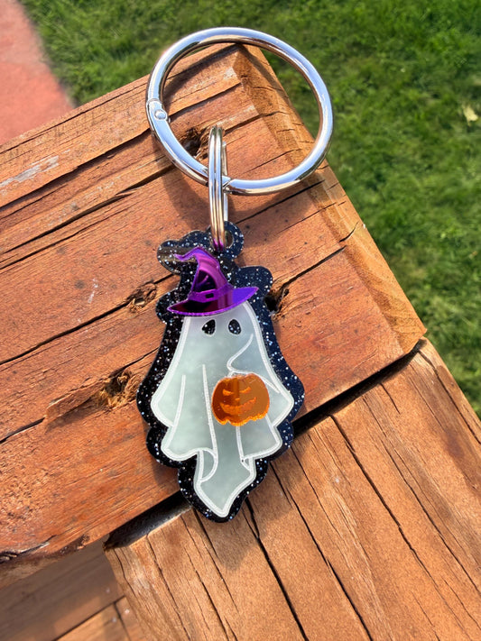 Halloween Bag Charms:Glow-in-the-Dark Ghost, spider web, witch in the moon